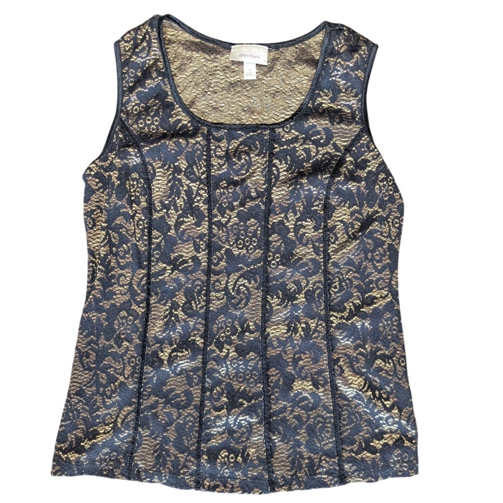 Dress Barn Medium Gold Black Pattern Sleeveless Tank Top